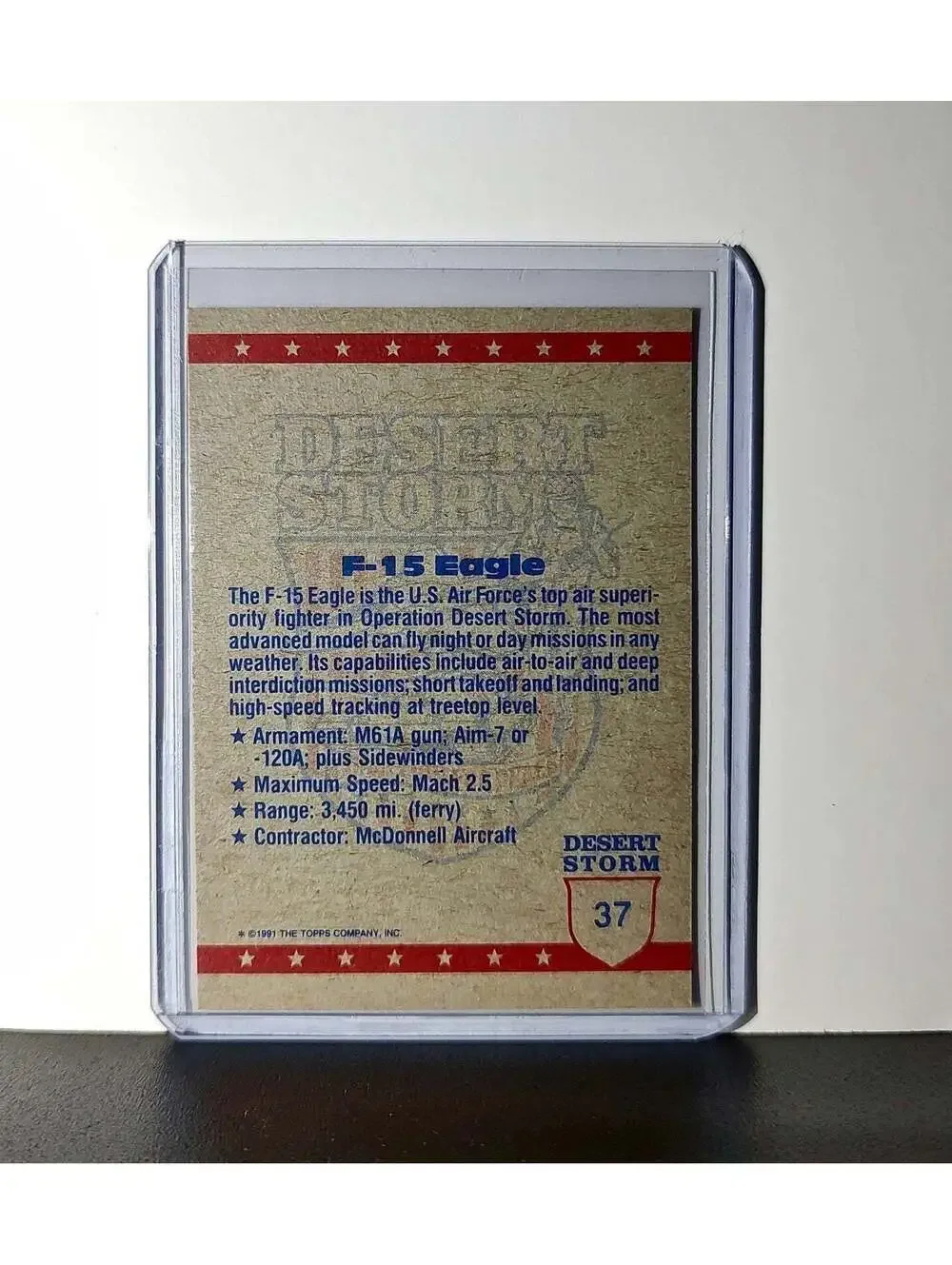 F-15 Fighter Plane 1991 Topps Desert Storm #37 Card